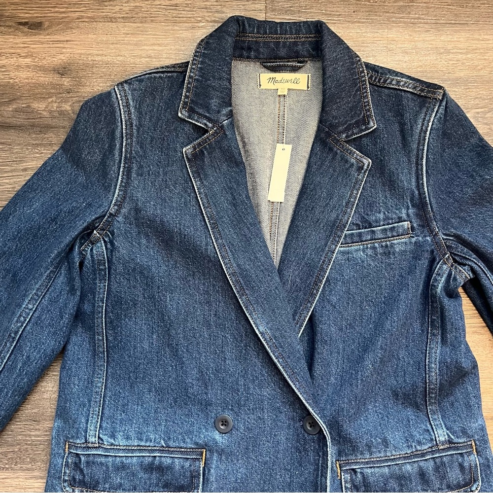 Madewell Denim Blazer Deardorf Wash XS 100% Cotton - Picture 2 of 5